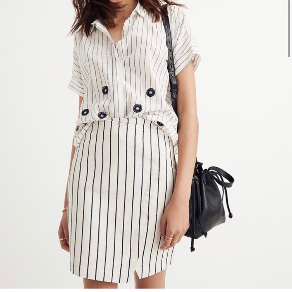 Madewell Like New Collared Stripped Blouse Size XS
